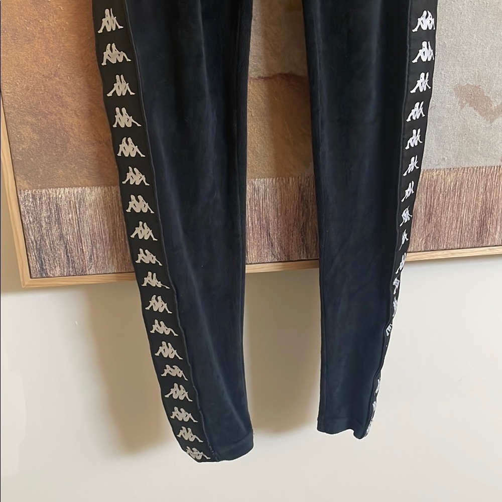 Kappa Ammu Velour Black Track Leggings  Pants with Logo Small - Picture 6 of 8